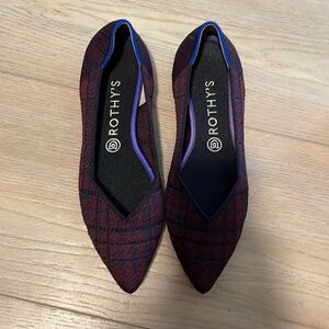 NIB Rothy's 2020 Limited Edition The Point Flats in Cranberry Plaid US Size 9.5